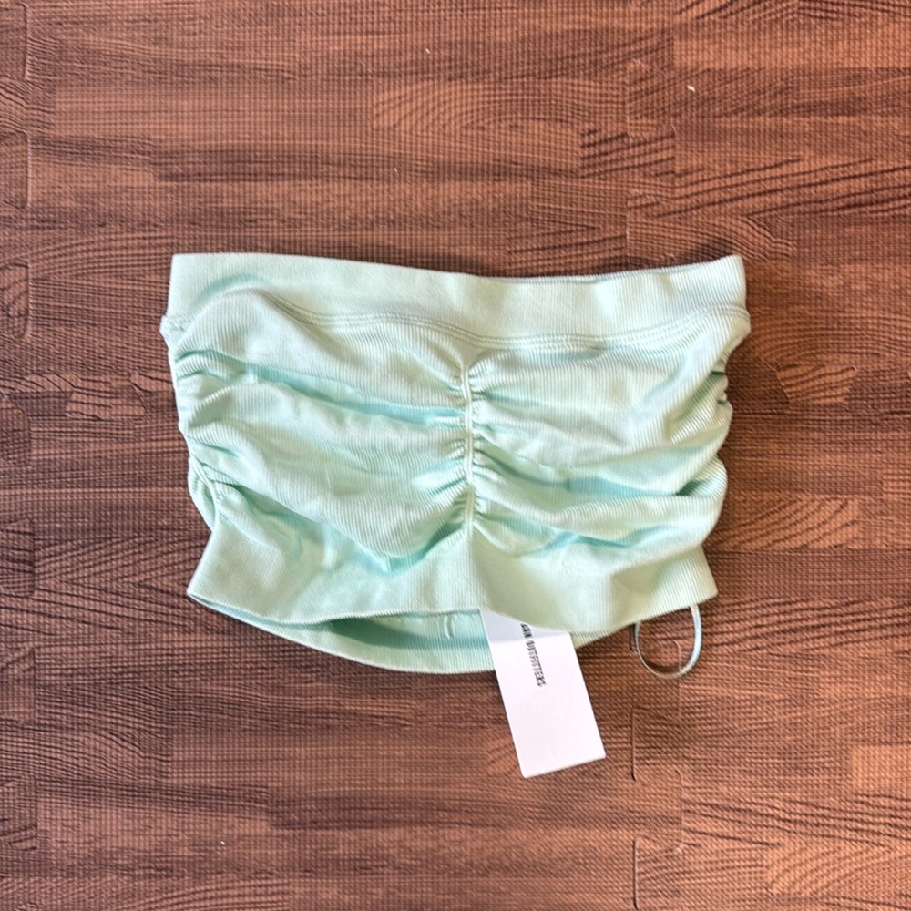 URBAN OUTFITTERS LIGHT TEAL CROPPED STRAPLESS TANK TOP NEW WITH TAGS SIZE XS/S